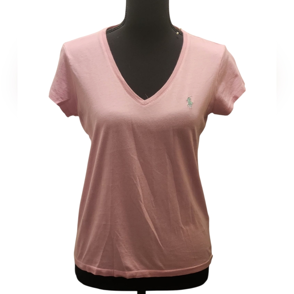 Pink Polo V-Neck Women's Top